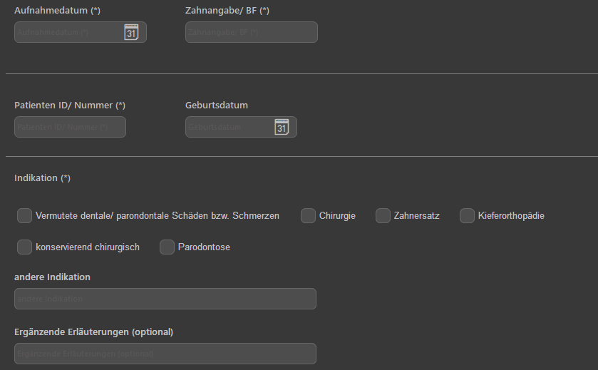 Patientendaten Formular 2D